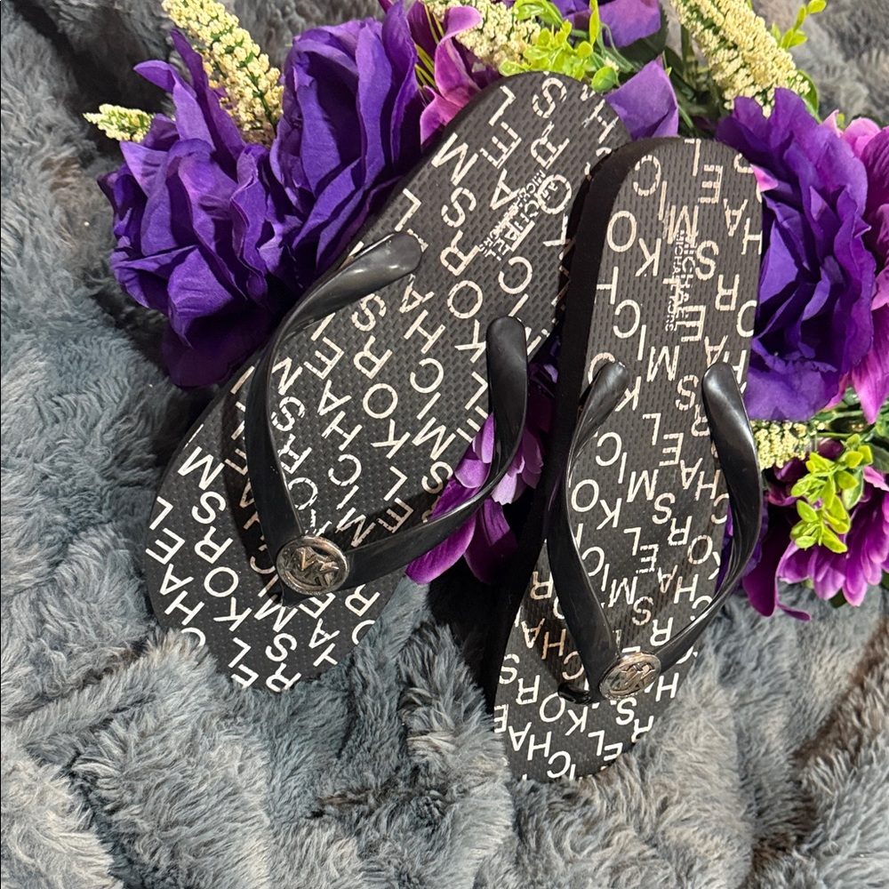 Michael Kors Black Flip Flop Sandals